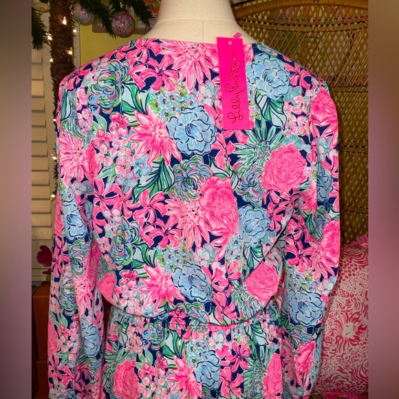 Lilly Pulitzer NWT Cristiana Stretch Dress Navy Always Be Blooming Size 8,10,14 - Picture 10 of 11